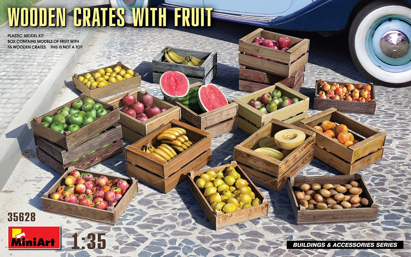 MiniArt Wooden Crates With Fruit