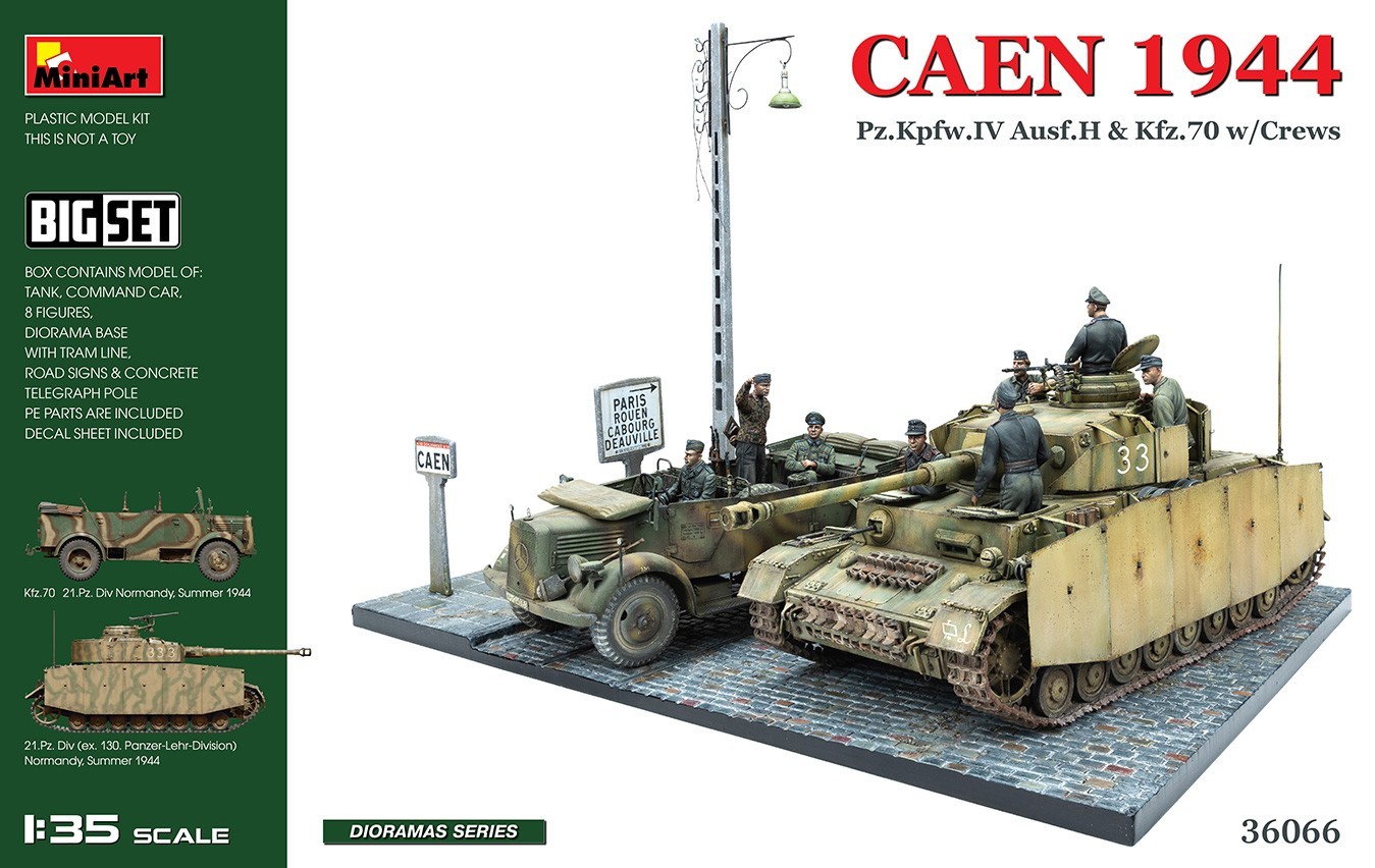 36066 CAEN 1944 Pz.Kpfw.IV Ausf.H & Kfz.70 w/CREWS. BIG SET