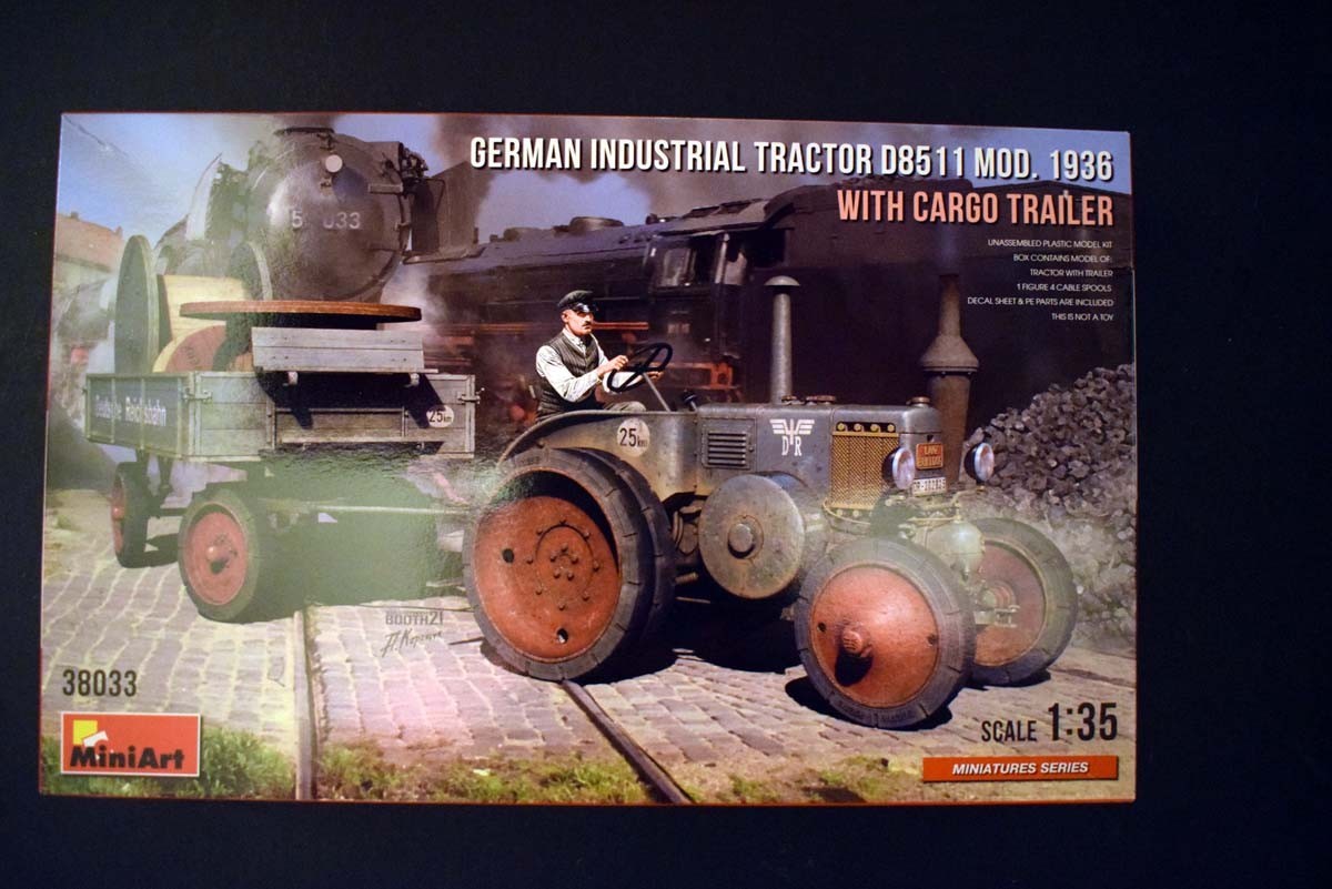 German Industrial Tractor D8511 Mod 1936 with Cargo Trailer and Figure