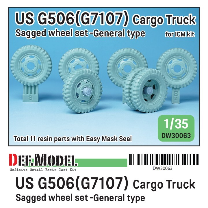 WW2 US G506(G7107) Cargo Truck Sagged Wheel Set - General Type (DW30063)