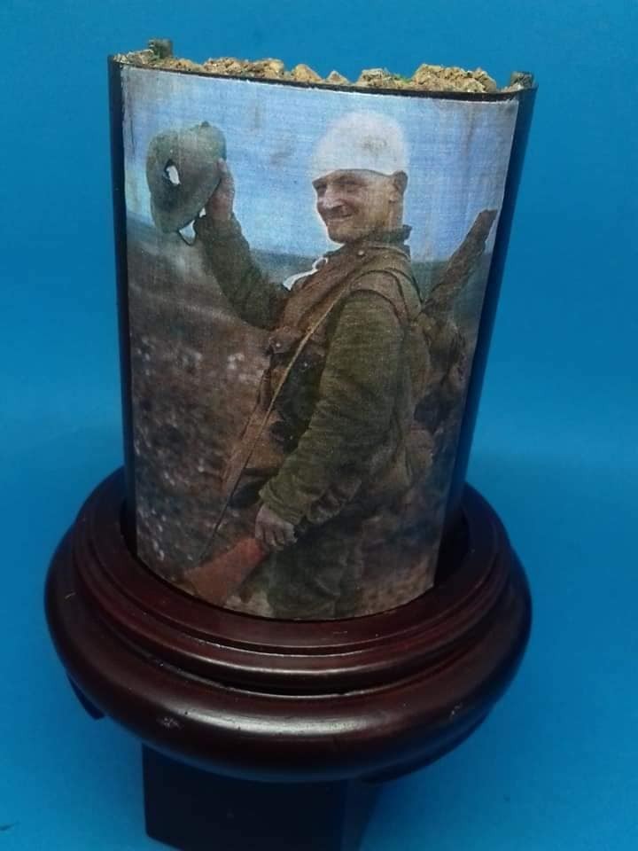 Lucky British Soldier Shows Off His Damaged Helmet, 1917 by JM Gómez García