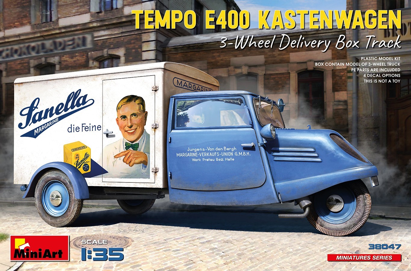 MiniArt Tempo E400 Kastenwagen 3-Wheel Delivery Box Track
