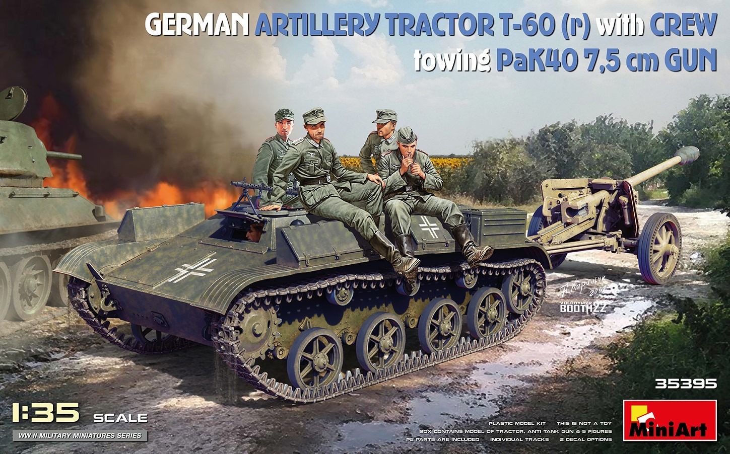 MiniArt German Artillery Tractor T-60(r) & Crew Towing PaK40 Gun