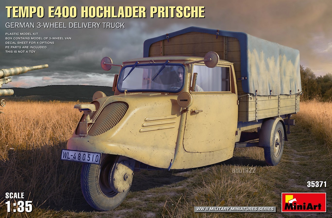 MiniArt Tempo E400 Hochlader Pritsche. German 3-Wheel Delivery Truck