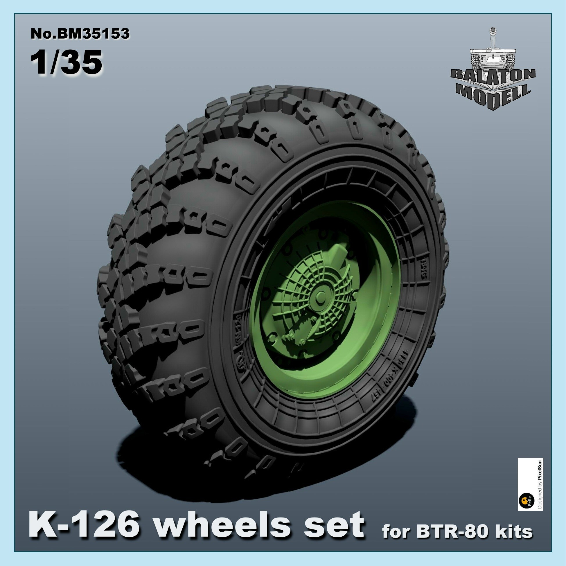 BTR-80 Wheels in Two Scales