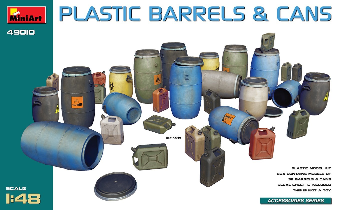 MiniArt Plastic Barrels & Cans 1:48 Scale