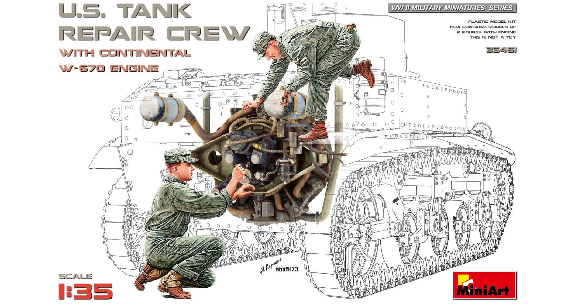 35461 U.S. TANK REPAIR CREW with continental w-670 engine