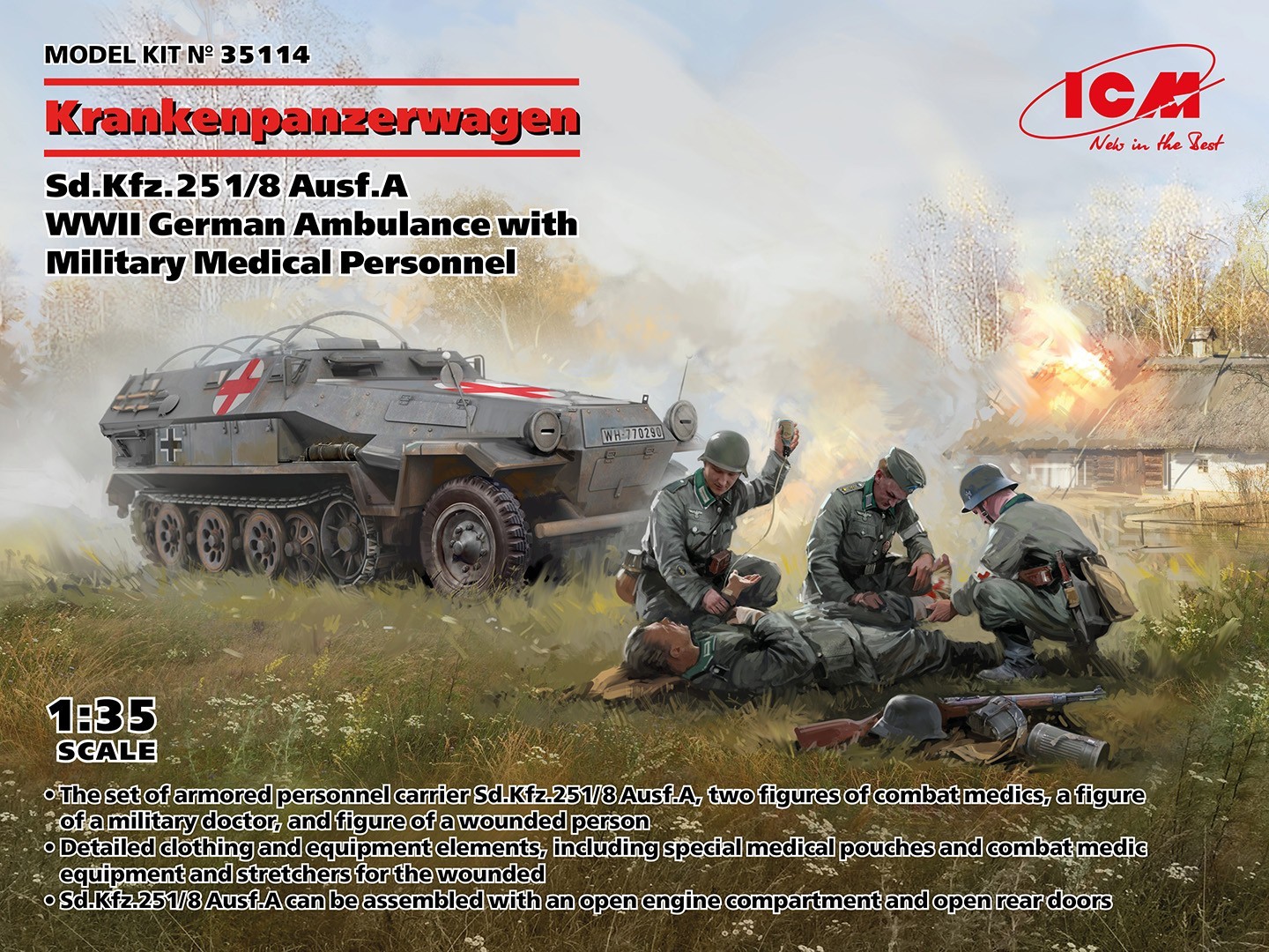 SOON ON SALE! Krankenpanzerwagen Sd.Kfz.251/8 Ausf.A WWII German Ambulance with Military Medical Personnel