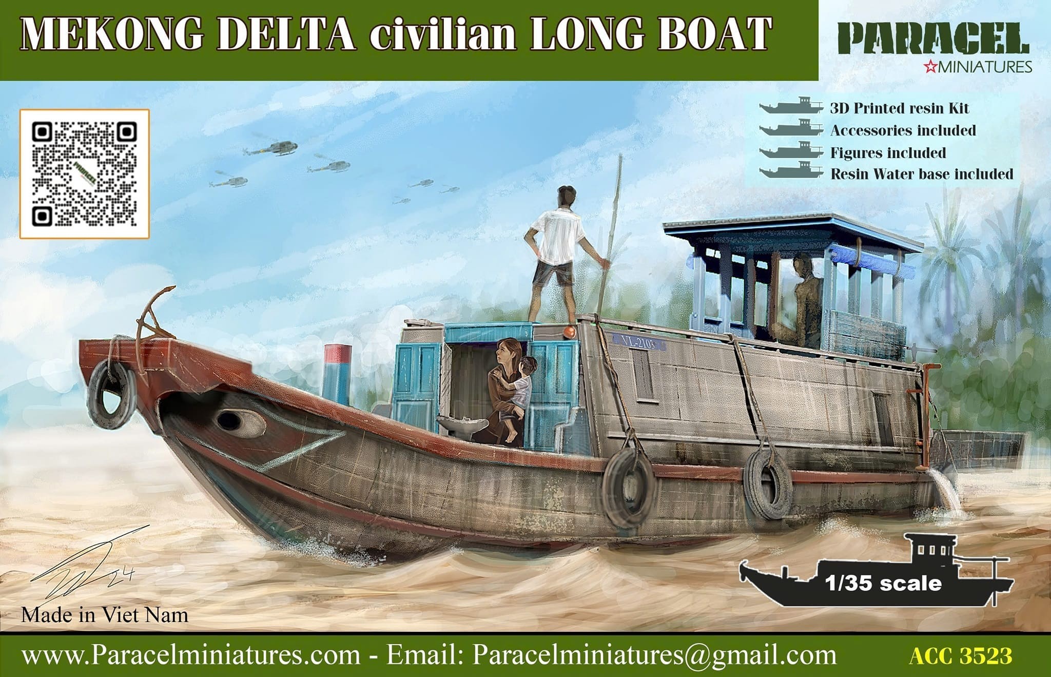 Mekong Delta Civilian Long Boat