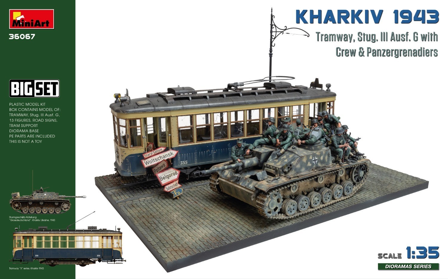 36067 Kharkiv 1943: Tram & Stug. III Ausf. G w/Crew. BIG SET