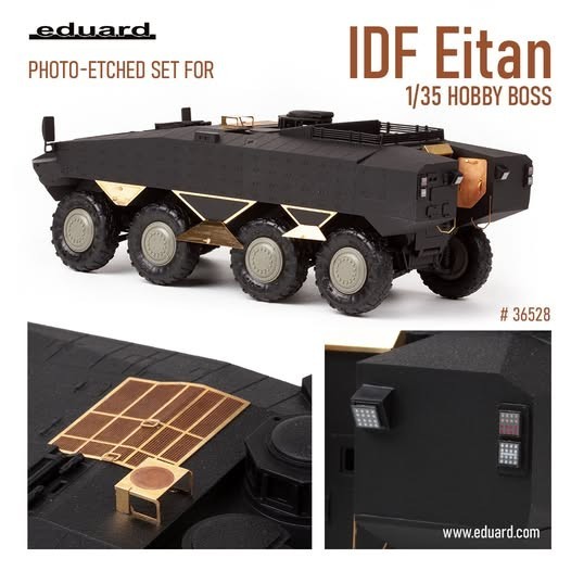 Eduard has released a photoetched kit for the Hobby Boss 1/35 scale IDF Eitan.