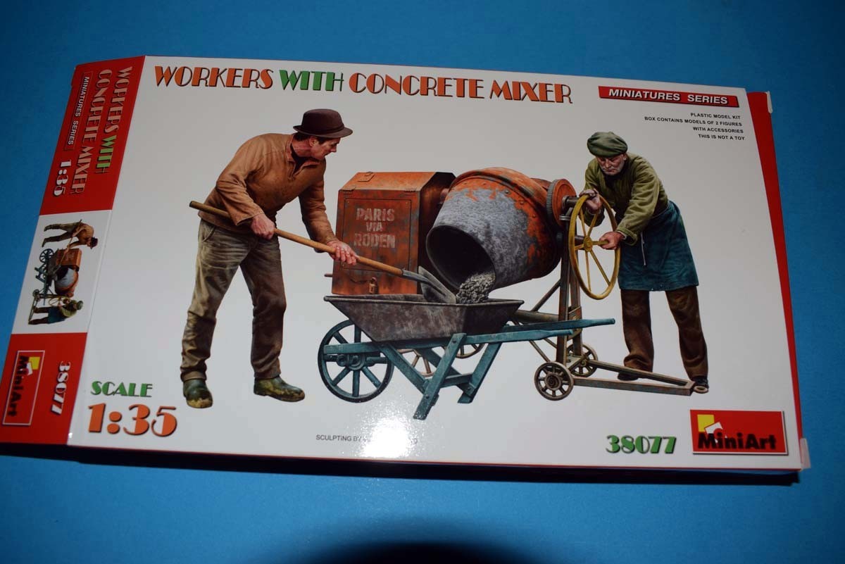Workers with Concrete Mixer