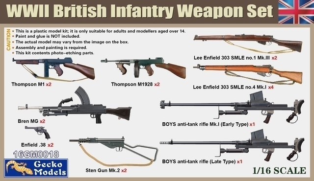 WWII British Infantry Weapon Set in 1/16 Scale