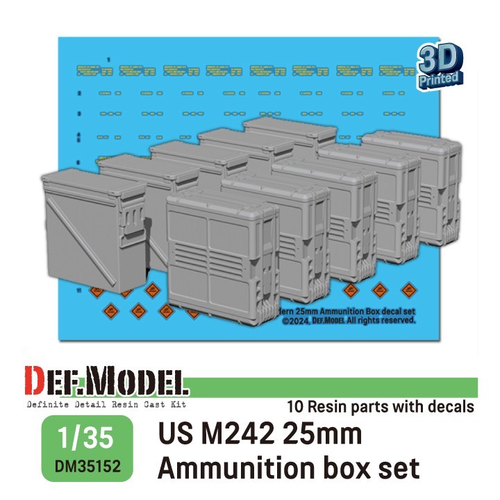 US M242 25mm Ammunition Boxes & US XM813 30X173mm Cartridges