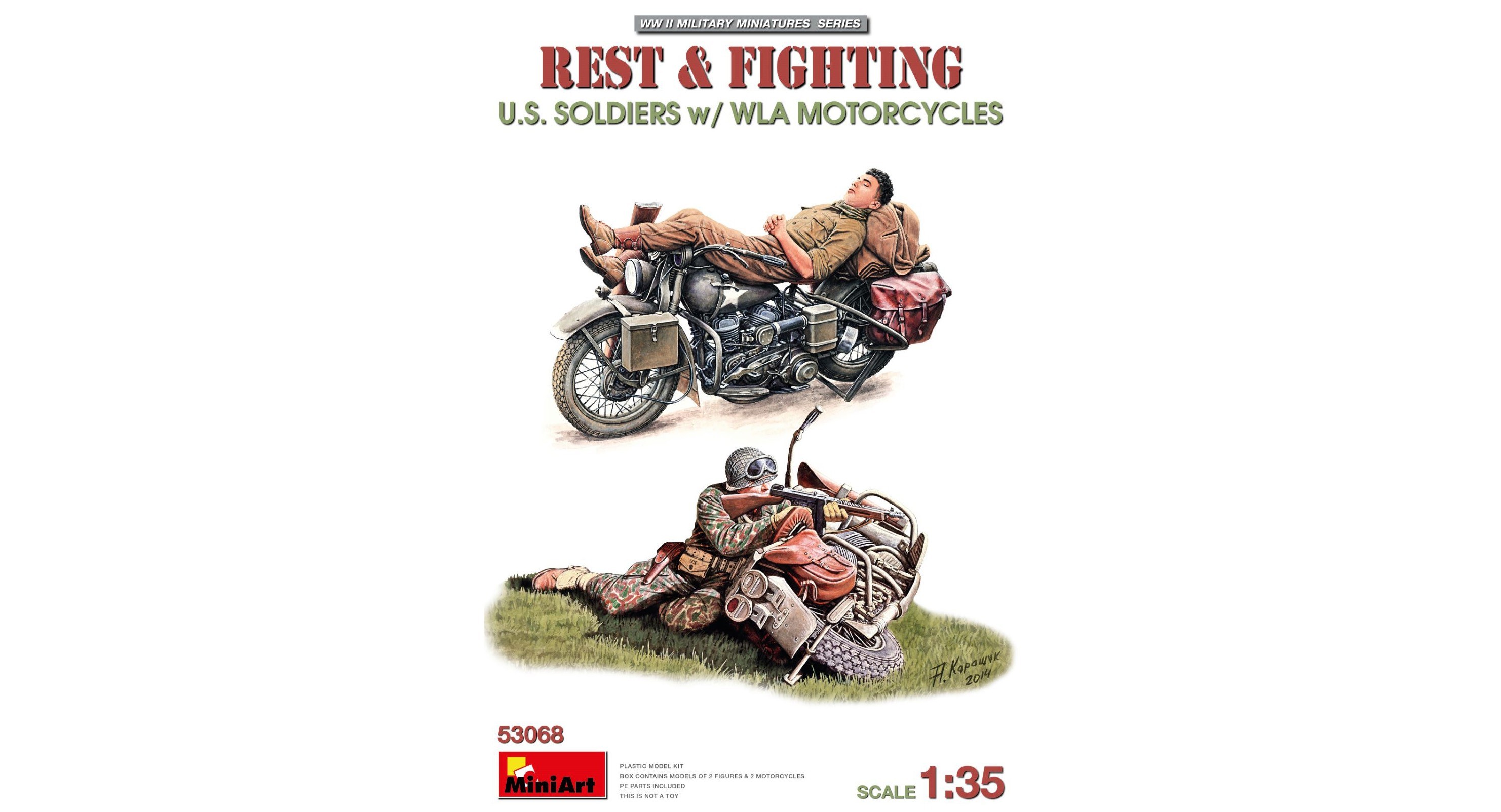 53068 REST & FIGHTING. U.S. SOLDIERS w/WLA MOTORCYCLES