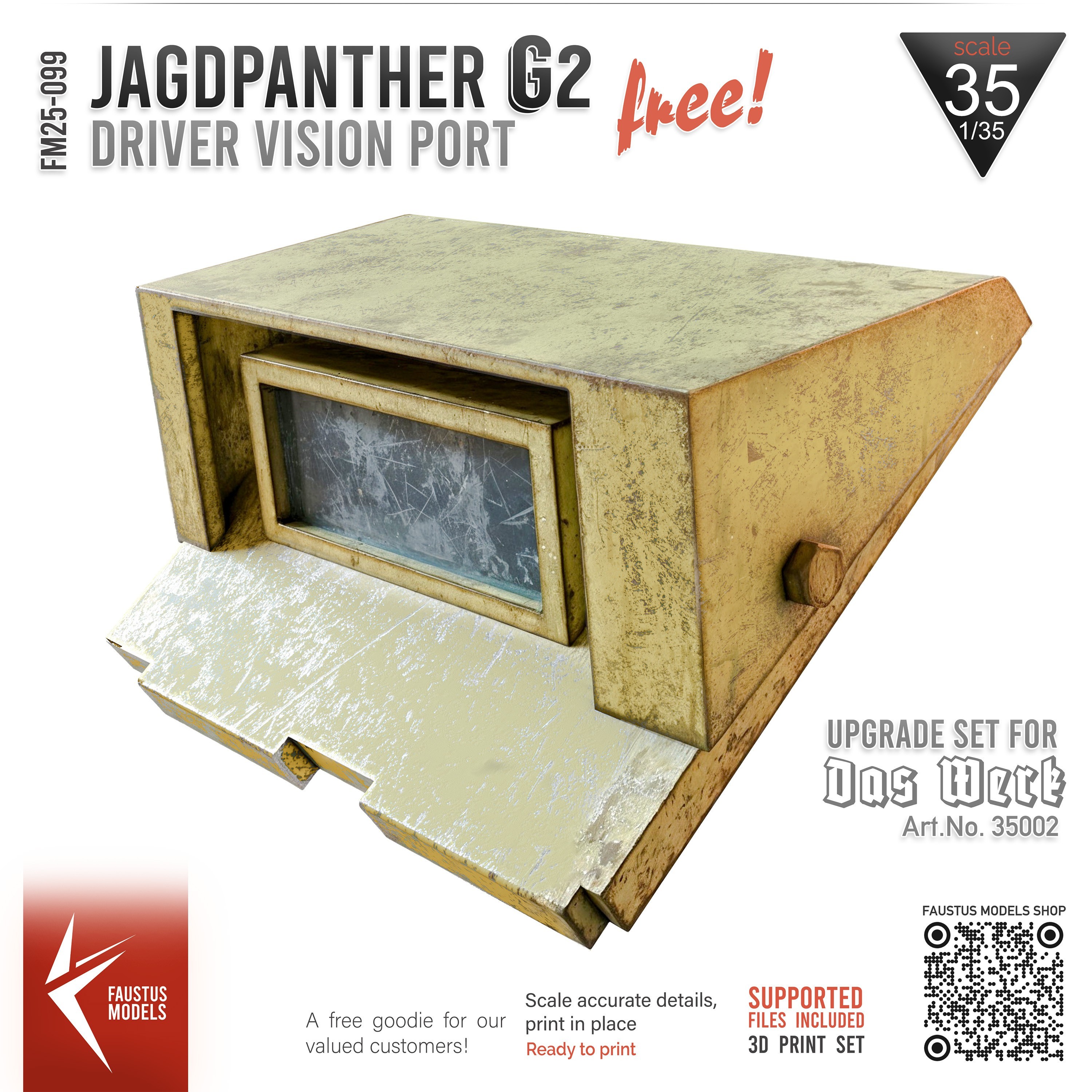 🎁 Free Faustus Models Goodie! Jagdpanther G2 – Driver Vision Port (1/35)