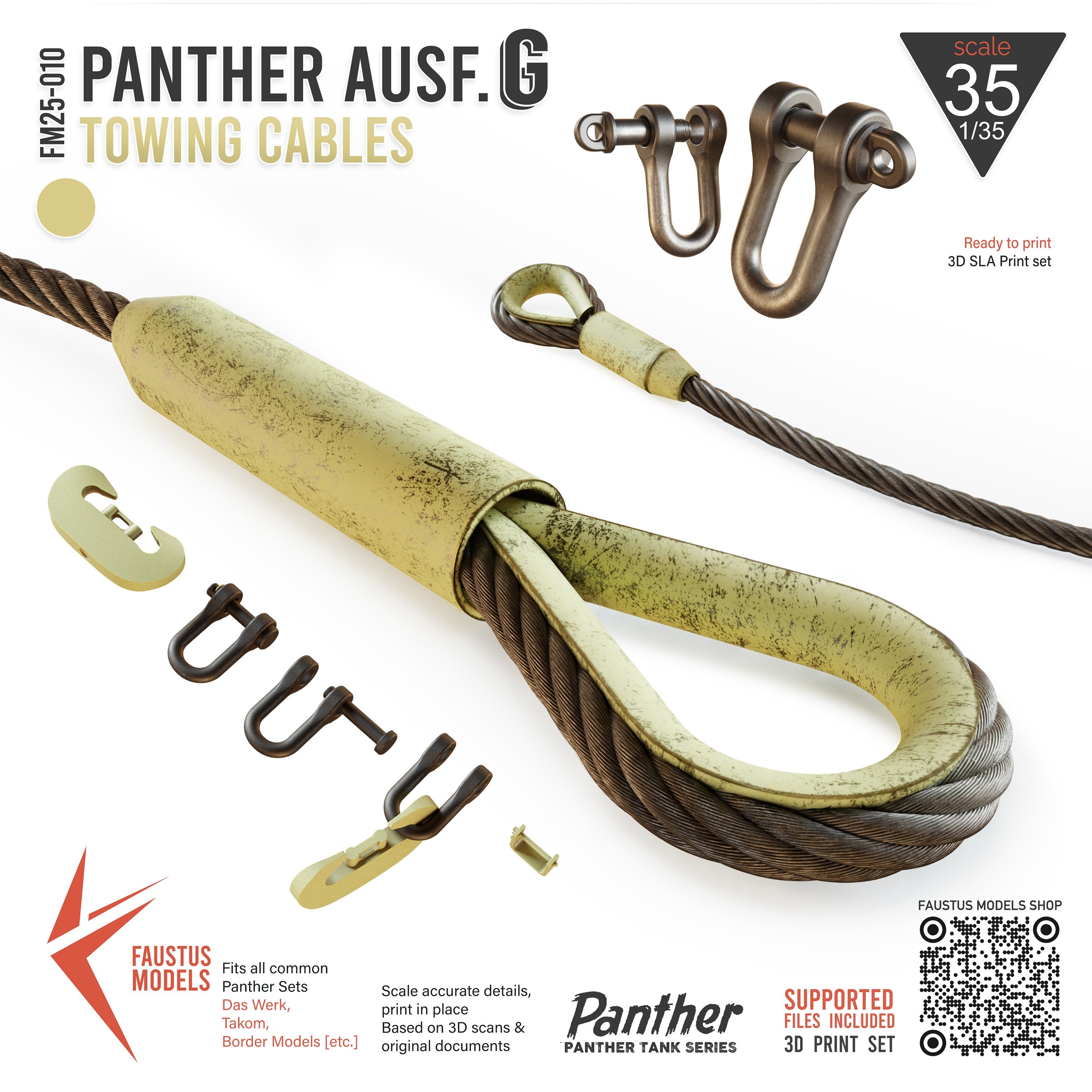 🔥🔩FAUSTUS MODELS FM25-010 | Panther Ausf. G Towing Cables — Aftermarket Quality from your Printer! 🖨️⚙️