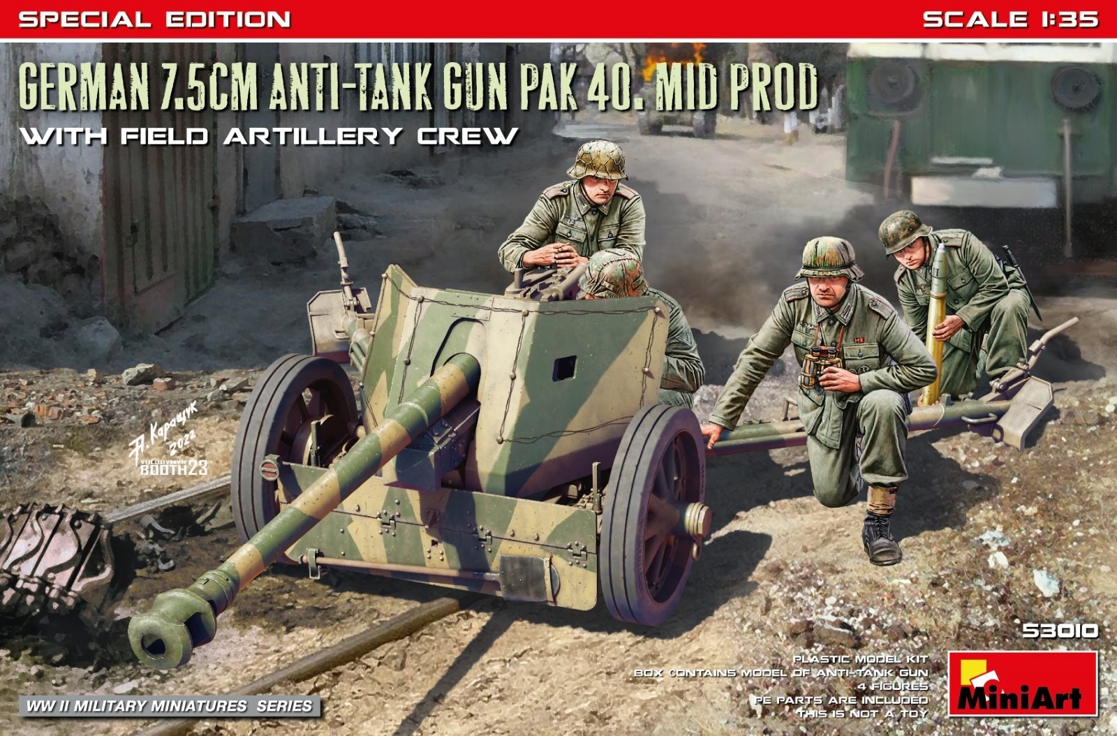 MiniArt GERMAN 7.5CM ANTI-TANK GUN PAK 40. MID PROD W/ARTILLERY CREW. SPECIAL EDITION