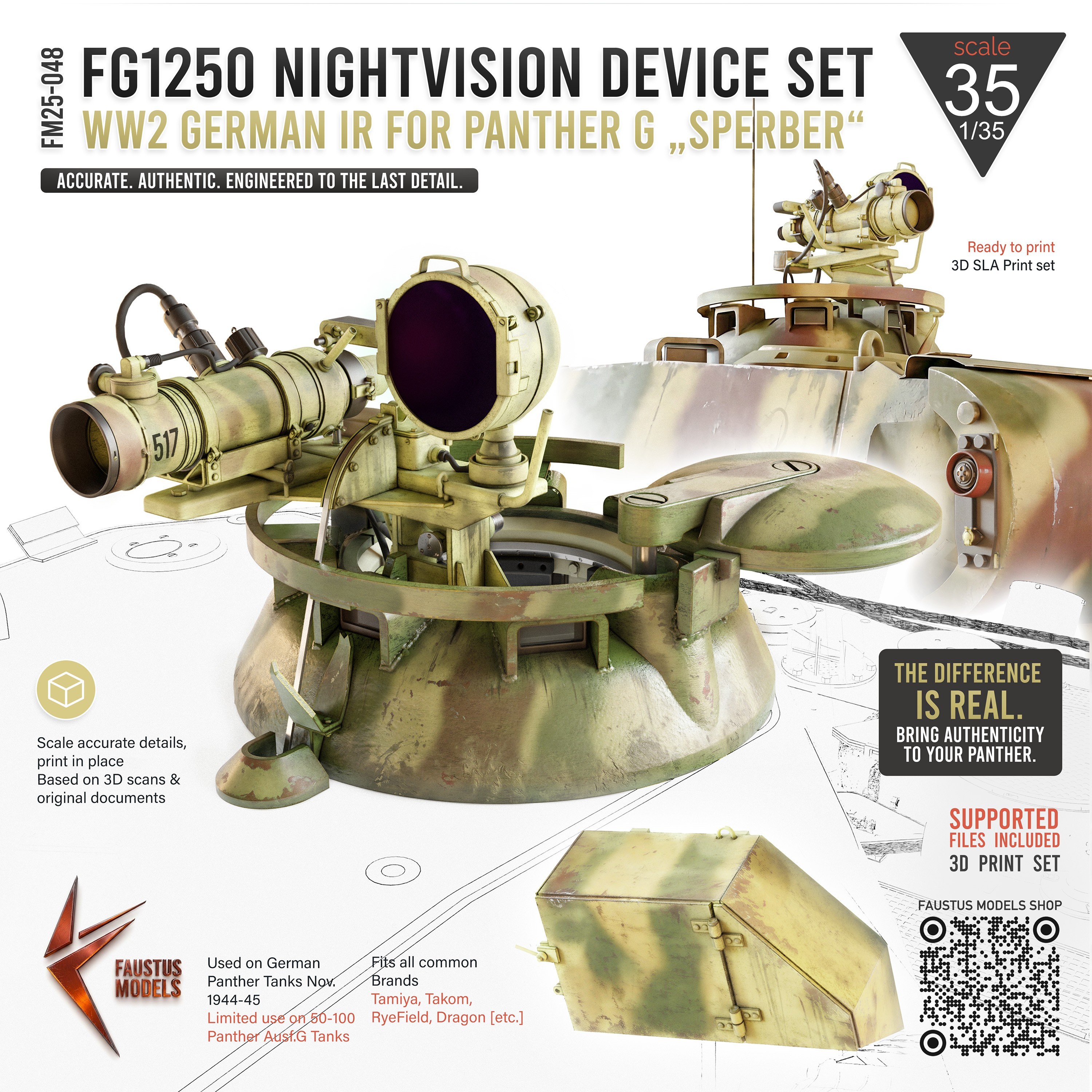 NIGHTVISION DEVICE SET – “SPERBER” FOR PANTHER G (1/35) by FAUSTUS MODELS