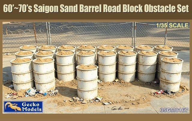 Gecko Models: 60’~70’s Saigon Sand Barrel Road Block Obstacle Set